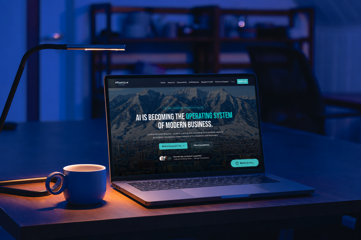 From AI Curiosity To Execution product screen shown on a laptop mockup